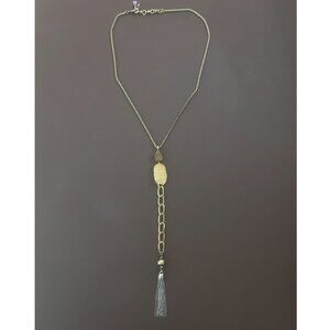 Lucky Brand Precious Stone and Tassel Two-Tone Necklace
